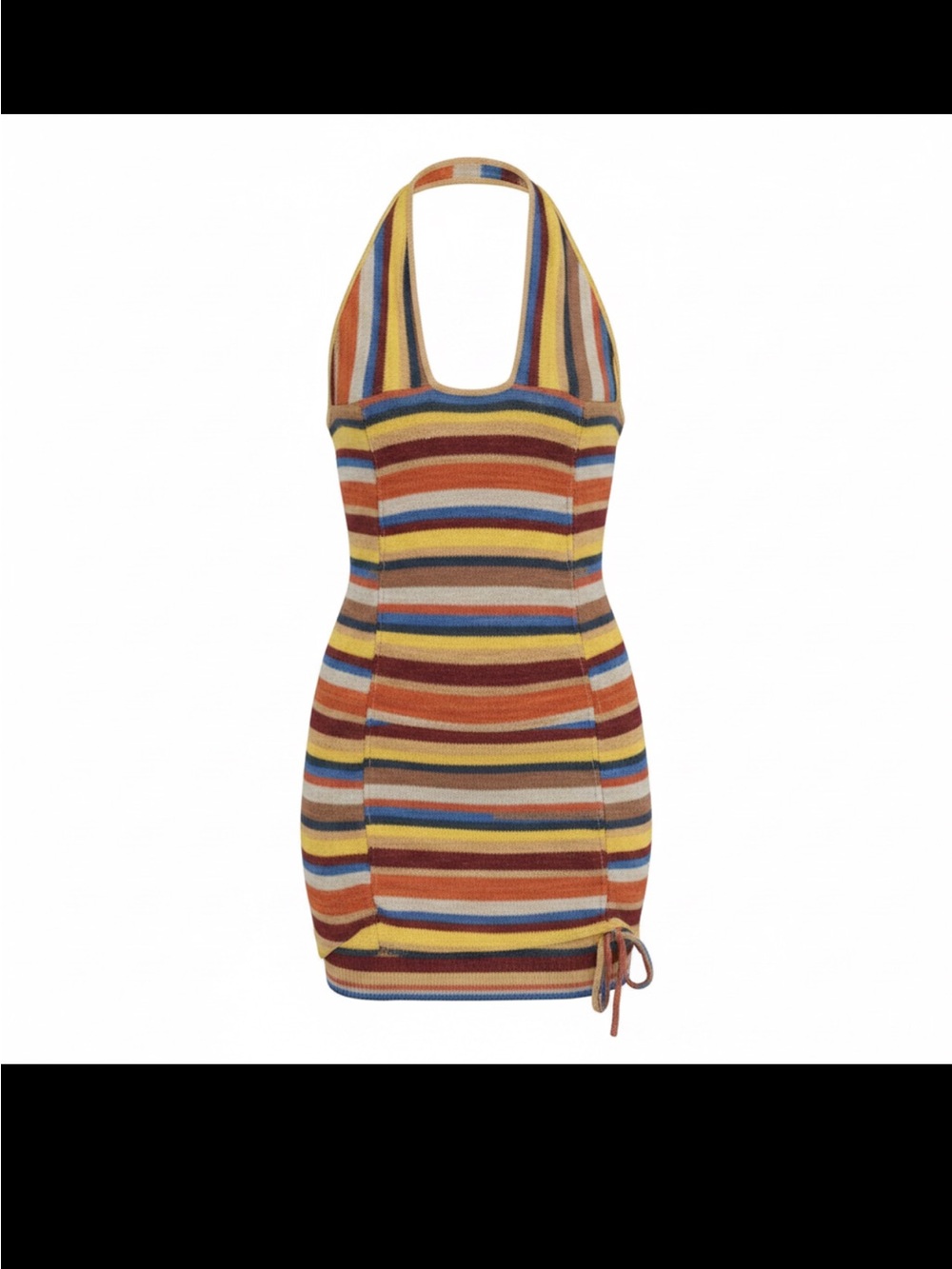 Vintage-Inspired Striped Knit Halter Mini Dress Boho Chic - Size Small
